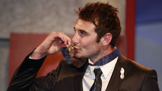 Jobe Watson on the night he won the Brownlow Medal in 2012. 