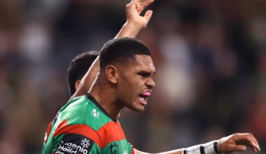 Rabbitohs’ winger Tyrone Munro arrives at Burwood Local Court. Picture: NewsWire,
