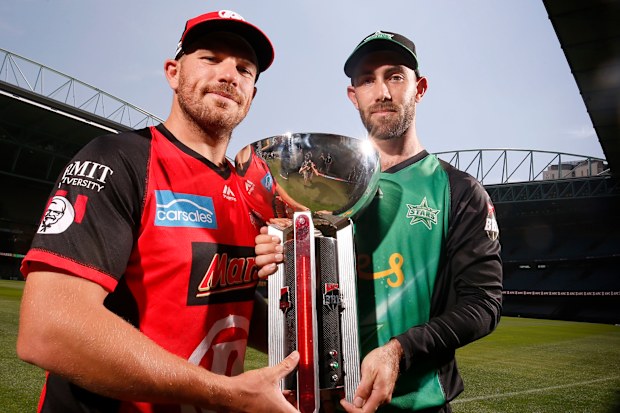 Aaron Finch and Glenn Maxwell in 2019.