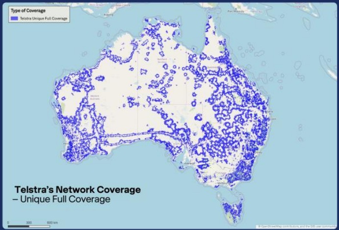 map of australia with several spots of blue
