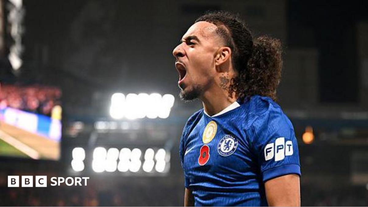 Malo Gusto celebrates scoring for Chelsea