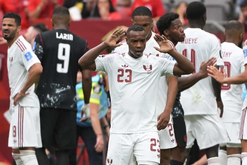 Assim Madibo reacts after being sent off