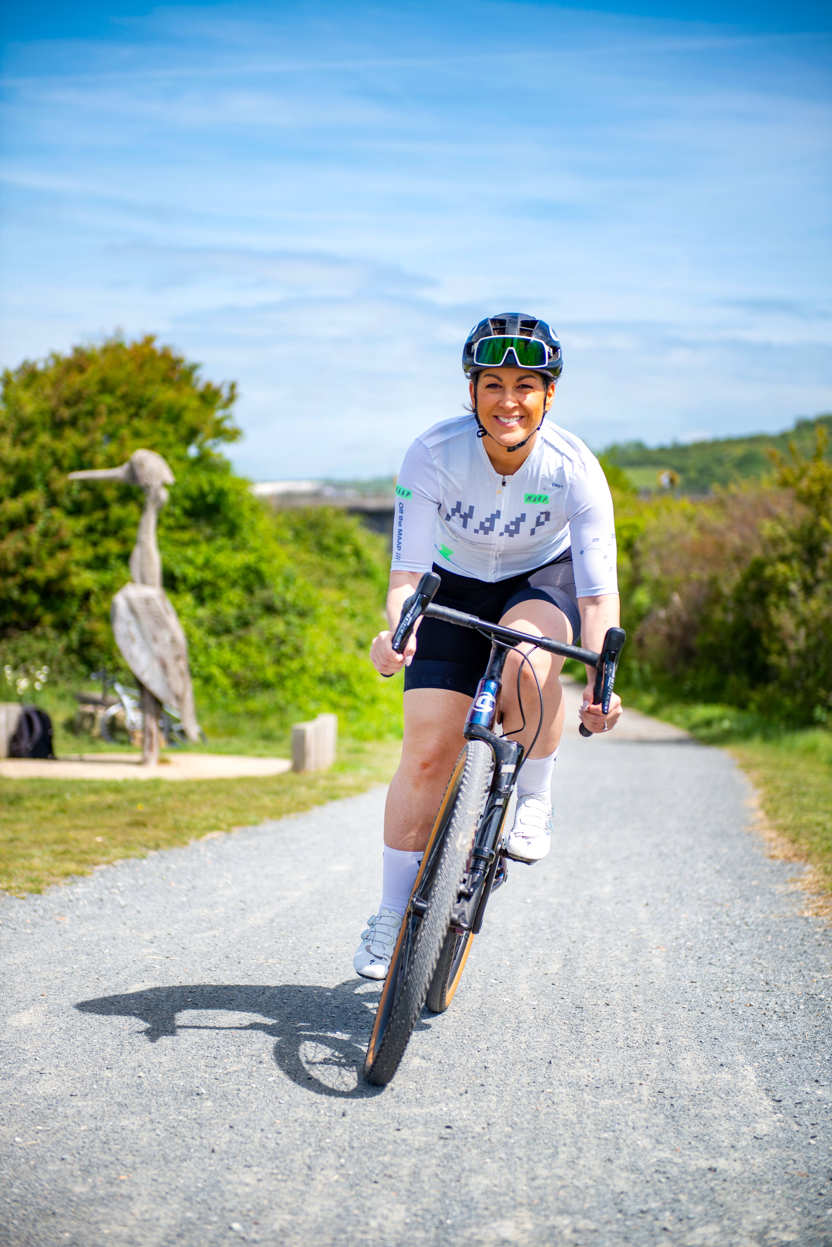 Rebecca Charlton riding her bike
