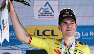 2026 Tour Auvergne-Rh&ocirc;ne-Alpes: Wout van Aert celebrates the stage 5 win