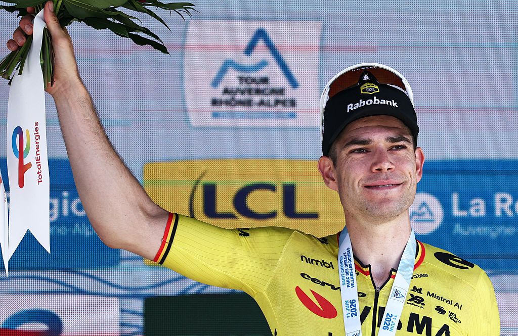 2026 Tour Auvergne-Rh&ocirc;ne-Alpes: Wout van Aert celebrates the stage 5 win
