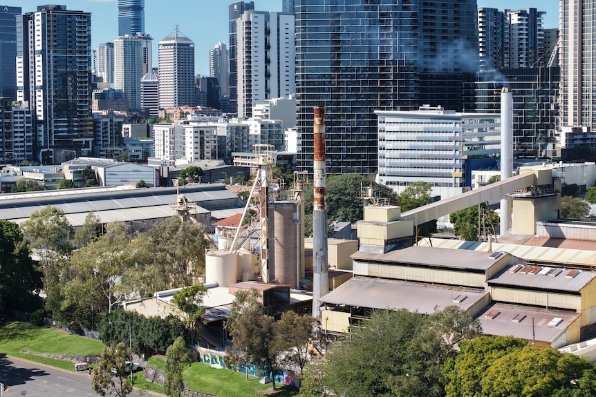 Aerial photograph of an old industrial site in Brisbane.