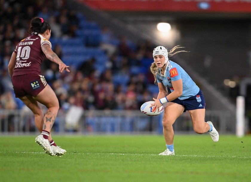 Jillaroos Jesse Southwell and Jess Elliston in action during the 2026 State of Origin series.