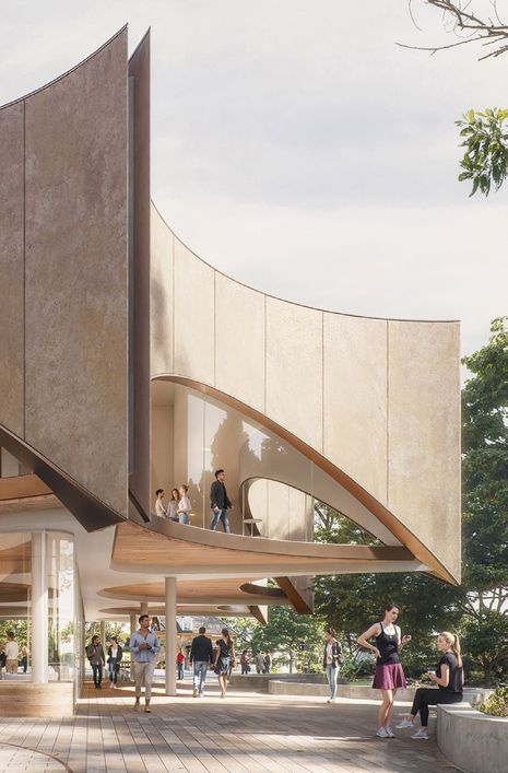 A new entry, facing towards Mount Annan, has been designed as a place for gathering, storytelling and performance.