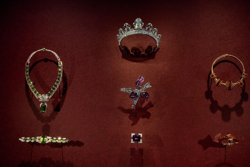 Jewels on display at the NGV's Cartier exhibition