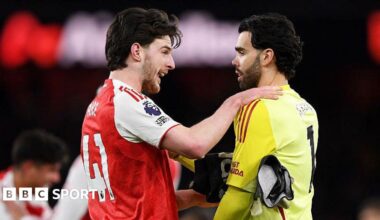 Declan Rice and David Raya