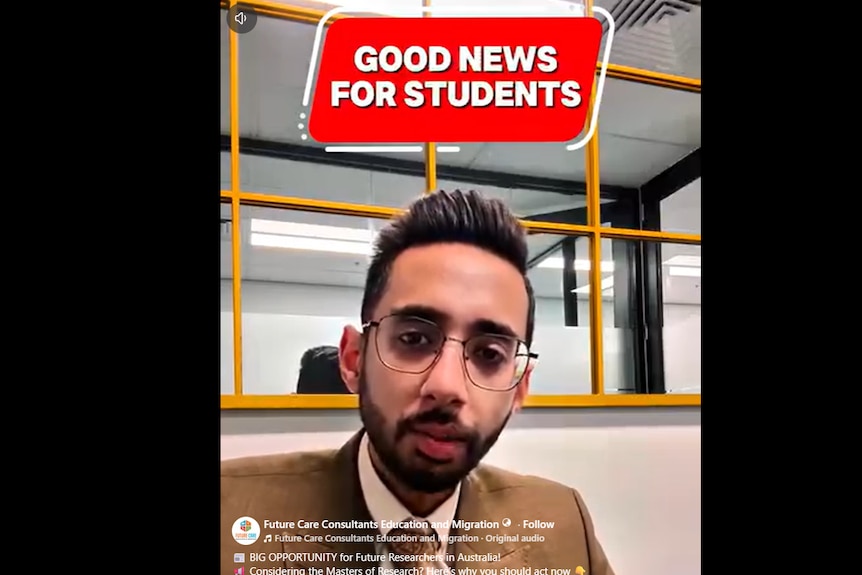 A Facebook reel showing Shabeel Nawab with graphic text reading 'good news for students'.