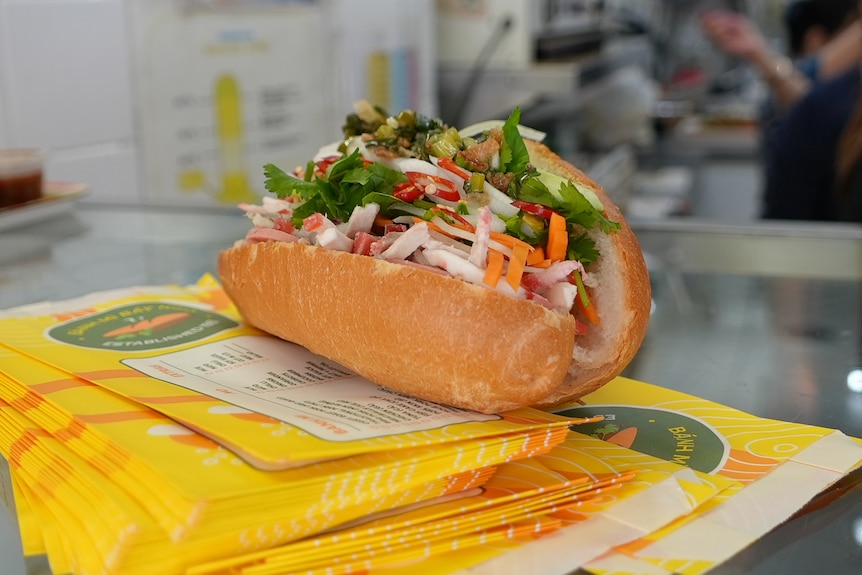 tight photo of vietnamese pork roll