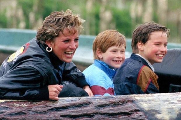 Diana, Princess Of Wales, Prince William And Prince Harry Visit 'Thorpe Park' Amusement Park.
