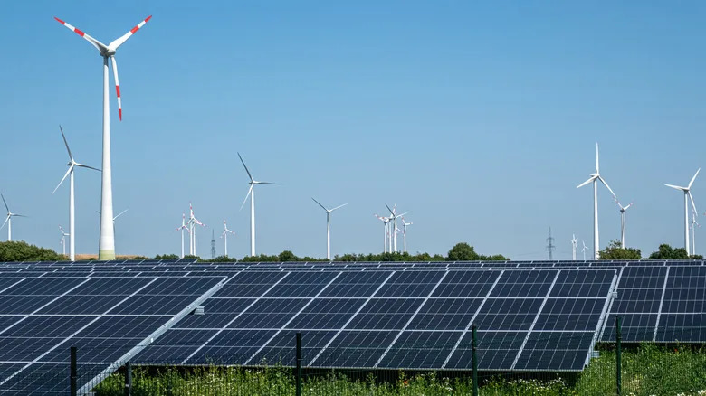 Wind turbines and solar panels in Germany