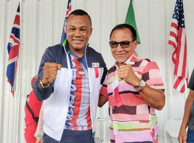 Felix Trinidad Jr. and Felix Trinidad Sr. at the International Boxing Hall of Fame in Canastota, N.Y. (Roger Seibert MediaNews Group)