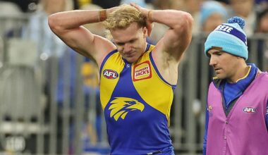 Reuben Ginbey: West Coast Eagles star suffers apparent quad injury against Port Adelaide