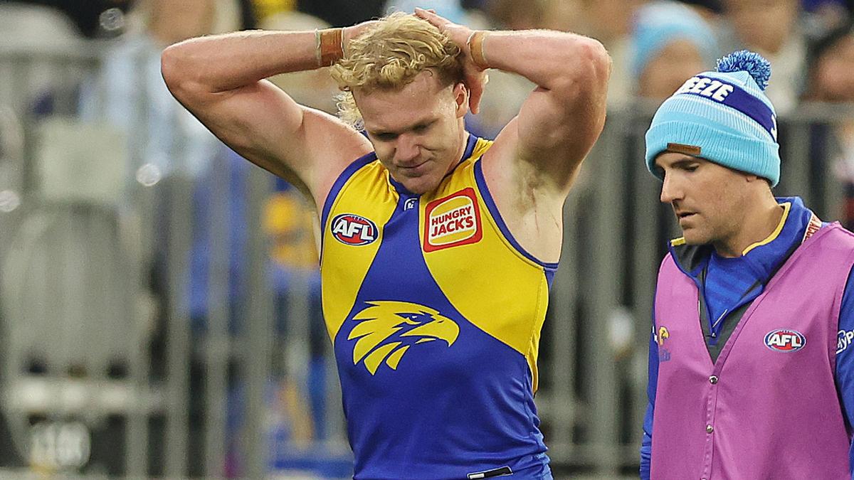 Reuben Ginbey: West Coast Eagles star suffers apparent quad injury against Port Adelaide
