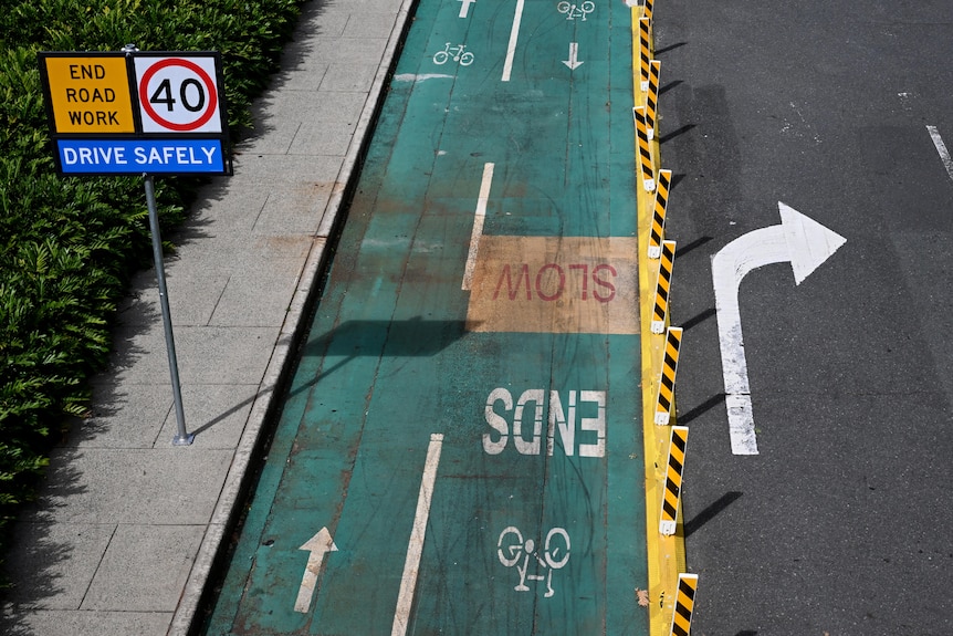 A bike path from above