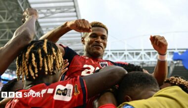 Cape Verde's Helio Varela celebrates scoring
