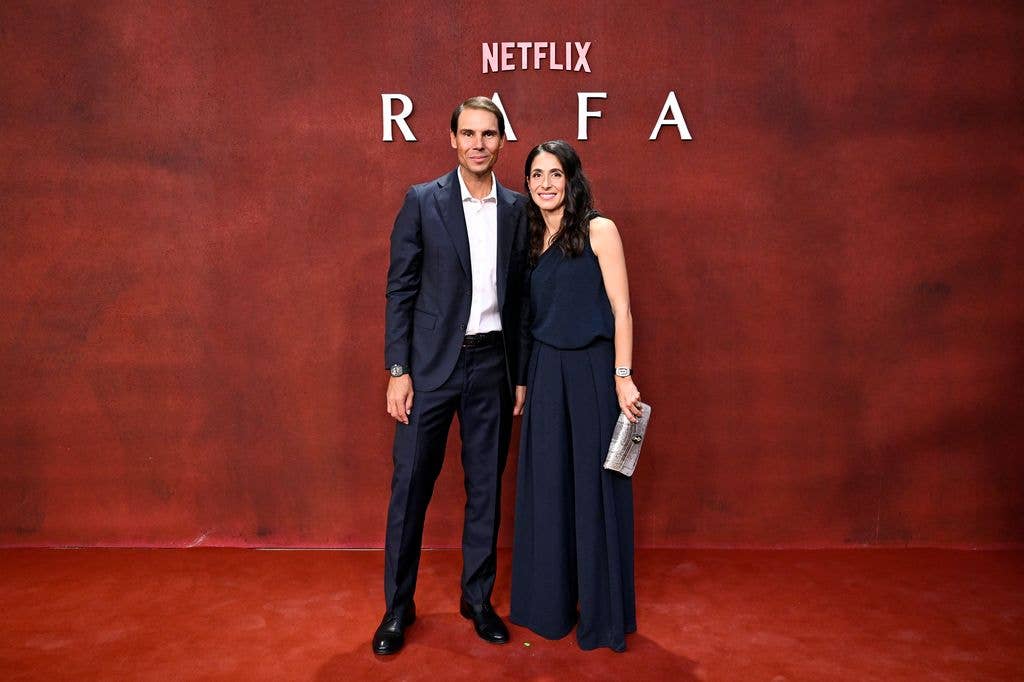 Rafael Nadal and wife Xisca on the red carpet for 'RAFA'.