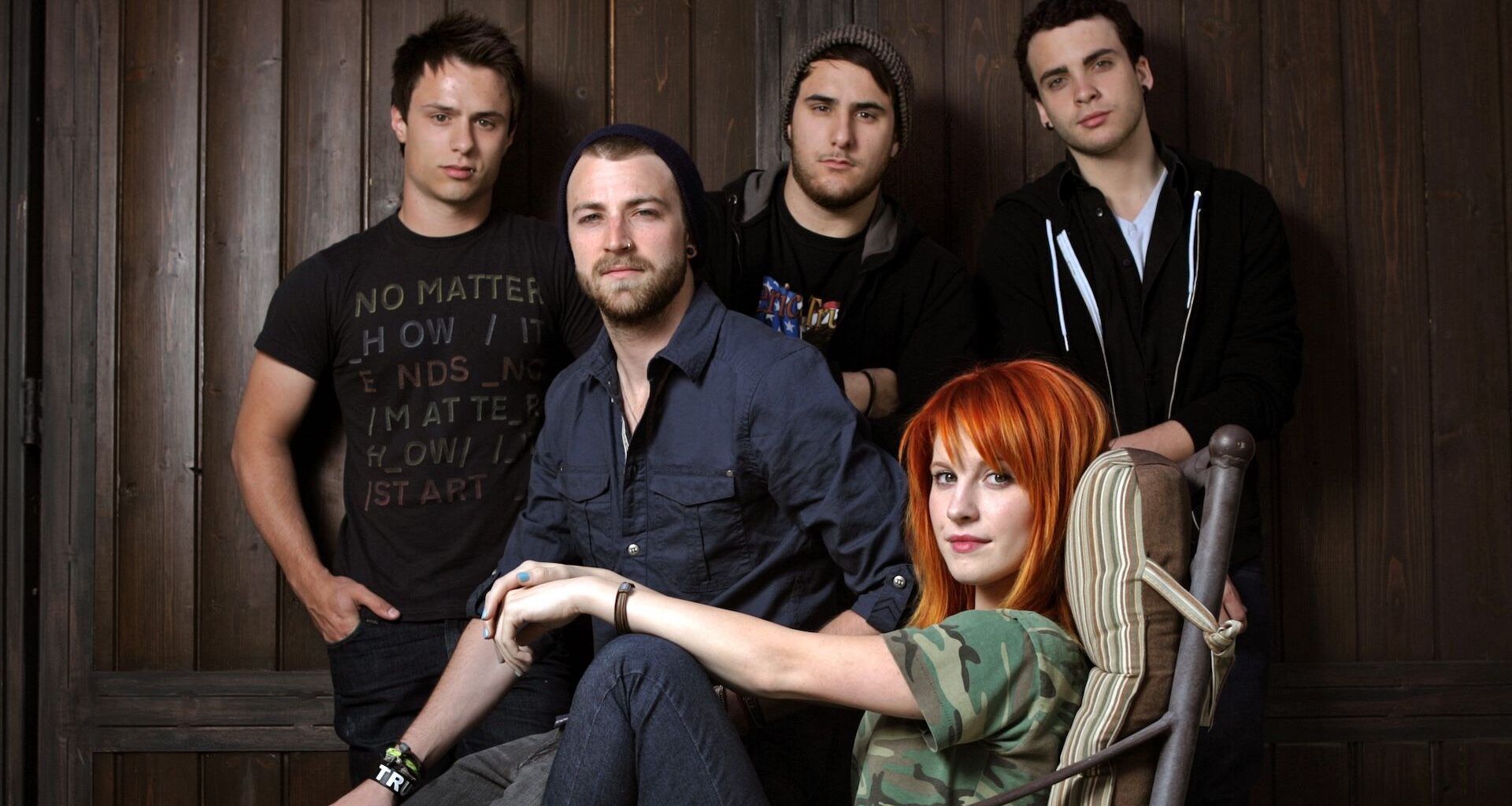 Paramore photographed at the home of producer Rob Cavallo in Hidden Hills on Apr. 28, 2009. Band members are(l to r) Josh Farro, Jeremy Davis, Zac Farro, Hayley Williams(girl), and Taylor York