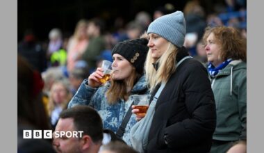 WSL fans drinking in the stands