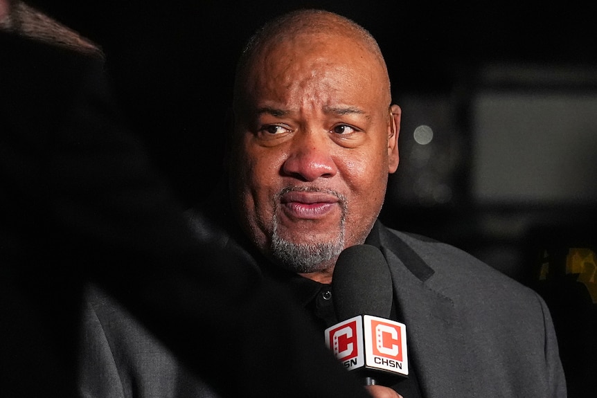 Stacey King during a 2025 broadcast of an NBA game.
