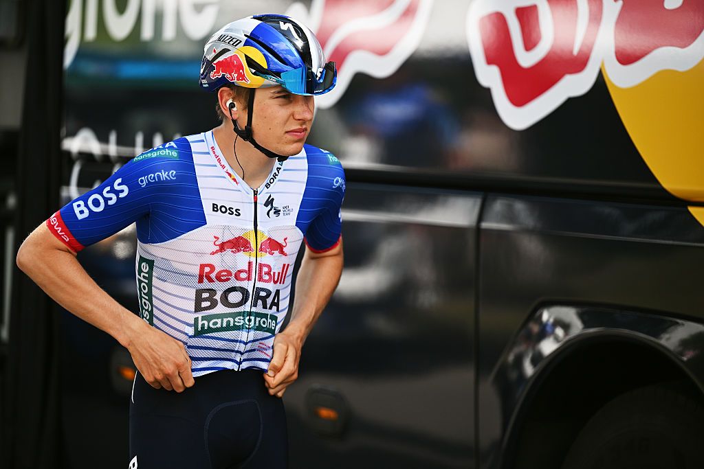 GLISY, FRANCE - MAY 21: Emil Herzog of Germany and Team Red Bull - BORA - hansgrohe prior to the 70th 4 Jours de Dunkerque 2026, Stage 2 a 187.4km stage from Glisy to Lievin on May 21, 2026 in Glisy, France. (Photo by Luc Claessen/Getty Images)