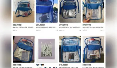 Gift bags from the BTS World Tour Arirang in Busan on sale on second-hand trading platform Bungaejangter.