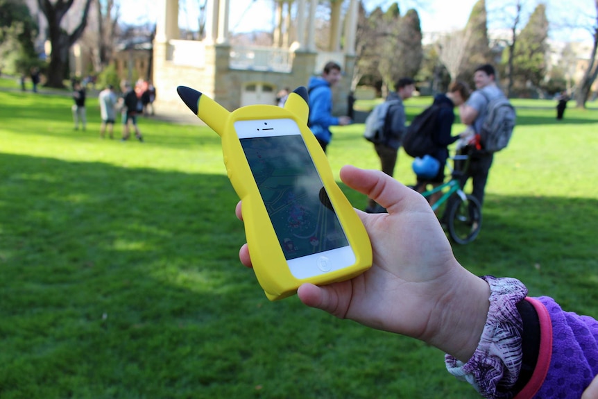 Pokemon gamers in St David's Park, Hobart