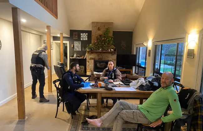 The Buckland home was raided on Tuesday.