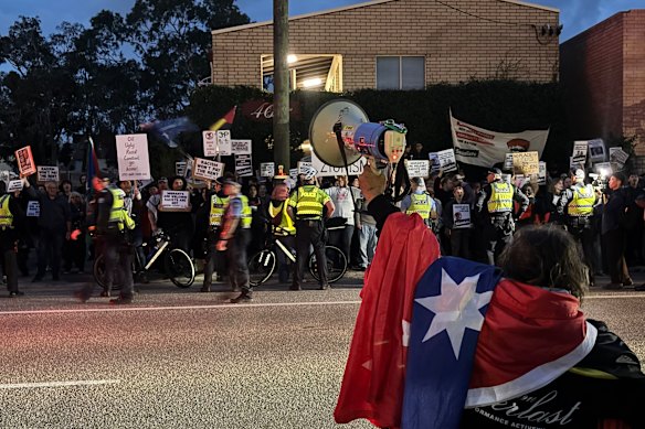A protest in Midland on Wednesday against an appearance by One Nation leader Pauline Hanson.