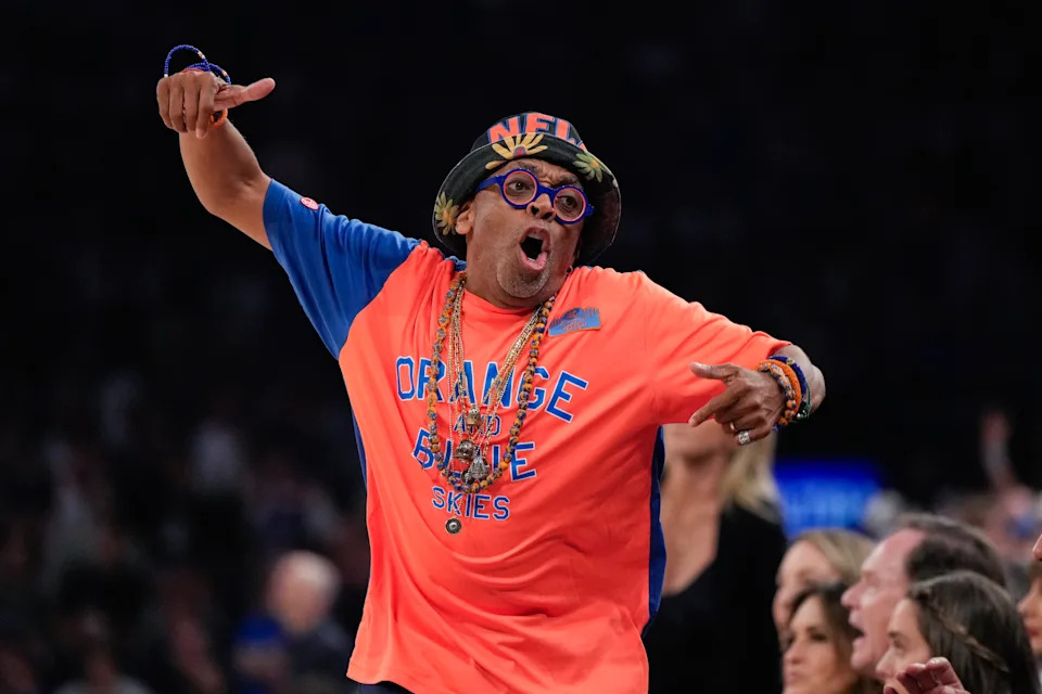 Spike Lee reacts during Game 4.