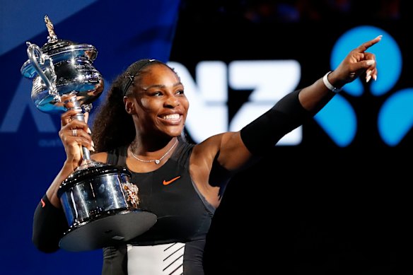 Her last major: Williams after winning the 2017 Australian Open.