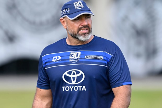 Cowboys coach Todd Payten looks on during his team's training session.