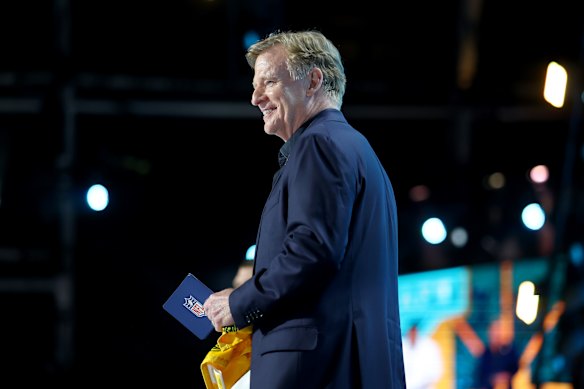 NFL supremo Roger Goodell at this year’s draft in Pittsburgh, Pennsylvania.