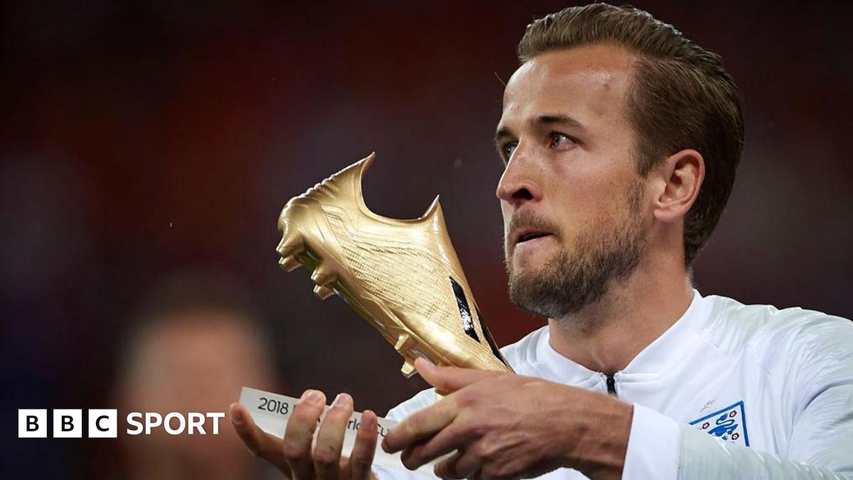 Graphic showing photographs of Kylian Mbappe running with the ball and Harry Kane looking on
