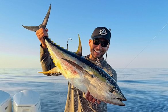 Ben Simmons shows off a catch earlier this year after turning his attention from basketball to competitive fishing.
