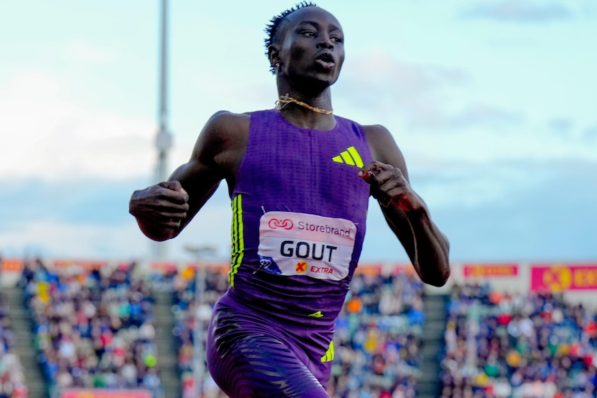 Gout Gout competing at the Oslo Diamond League meet.