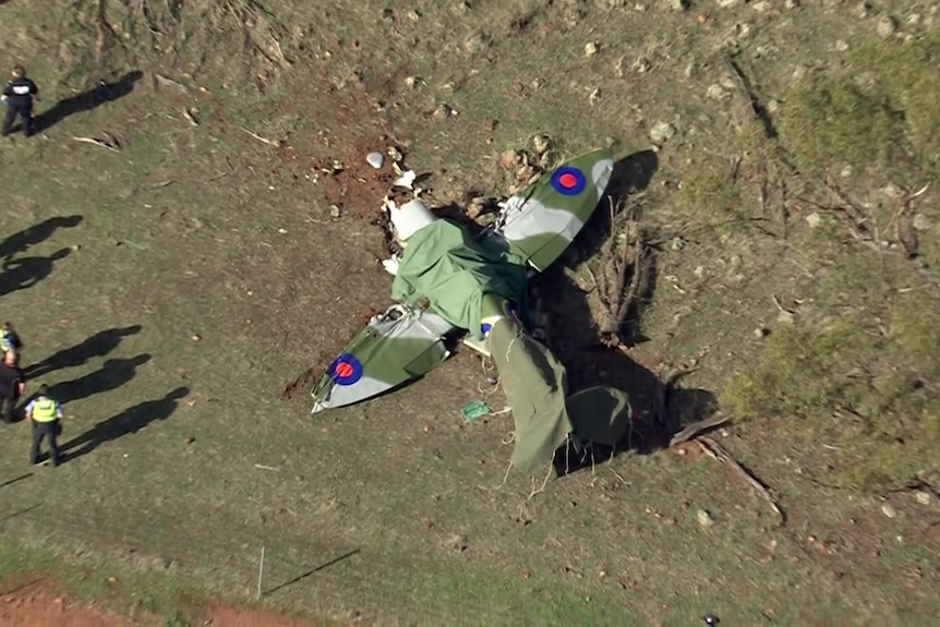 Aerials of a light plane crash.