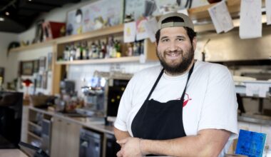 Guy at restaurant counter.