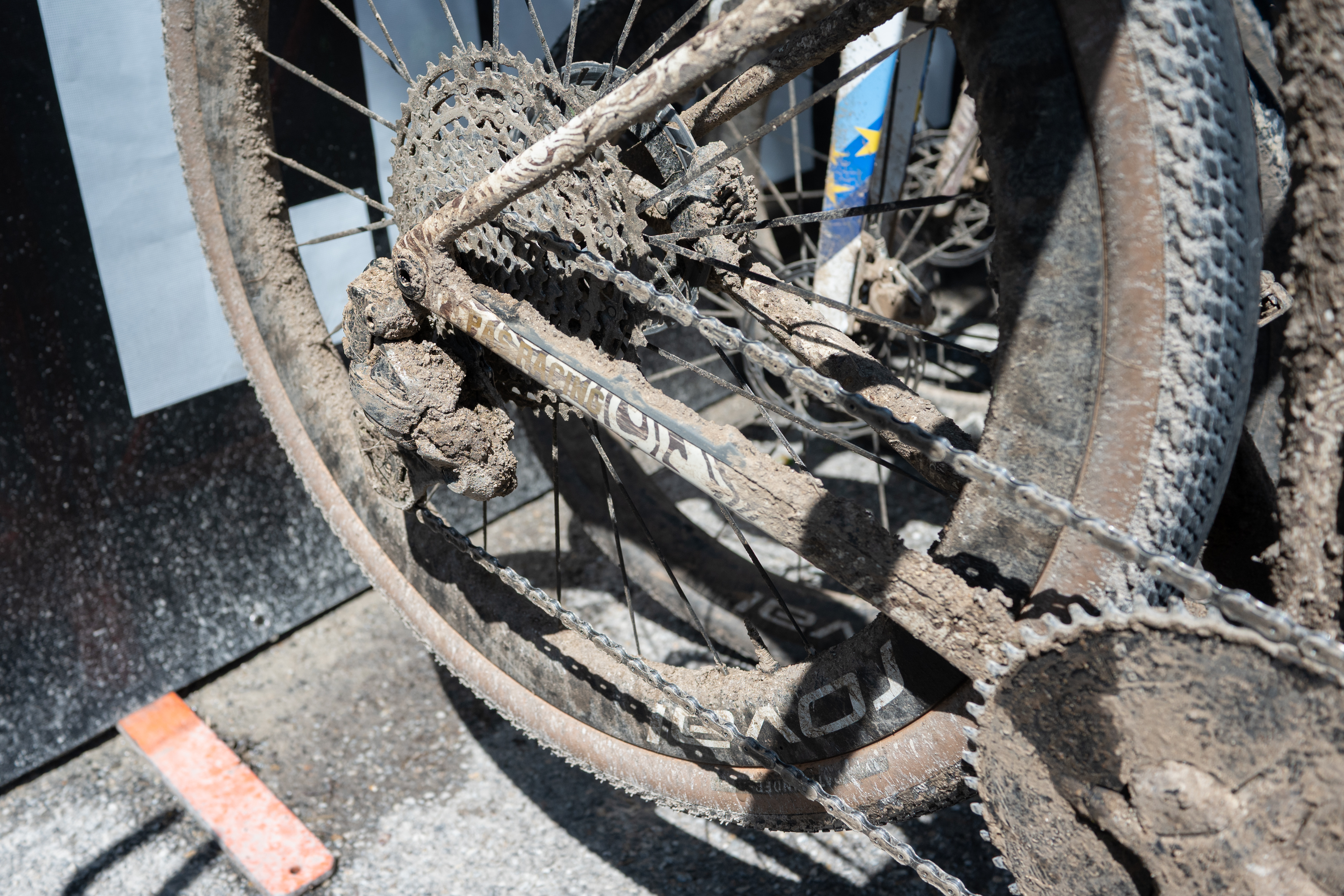 Photos of the bikes from the finish line of Unbound Gravel 2026
