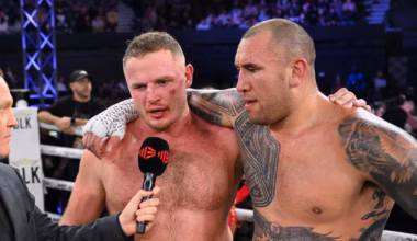George Burgess vs Nelson Asofa-Solomona boxing: ‘Got undies on?’: Ex-NRL star’s classy act after bloody fight