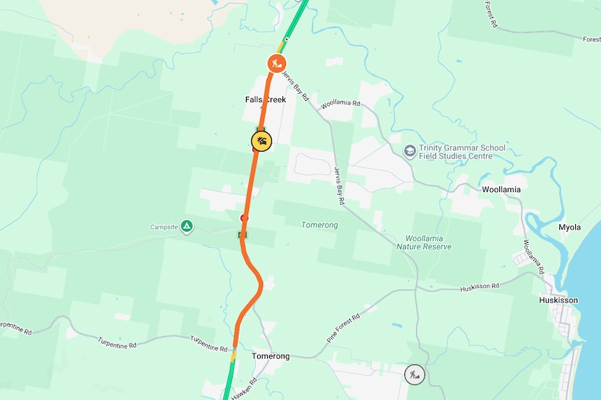 Live traffic map of incident