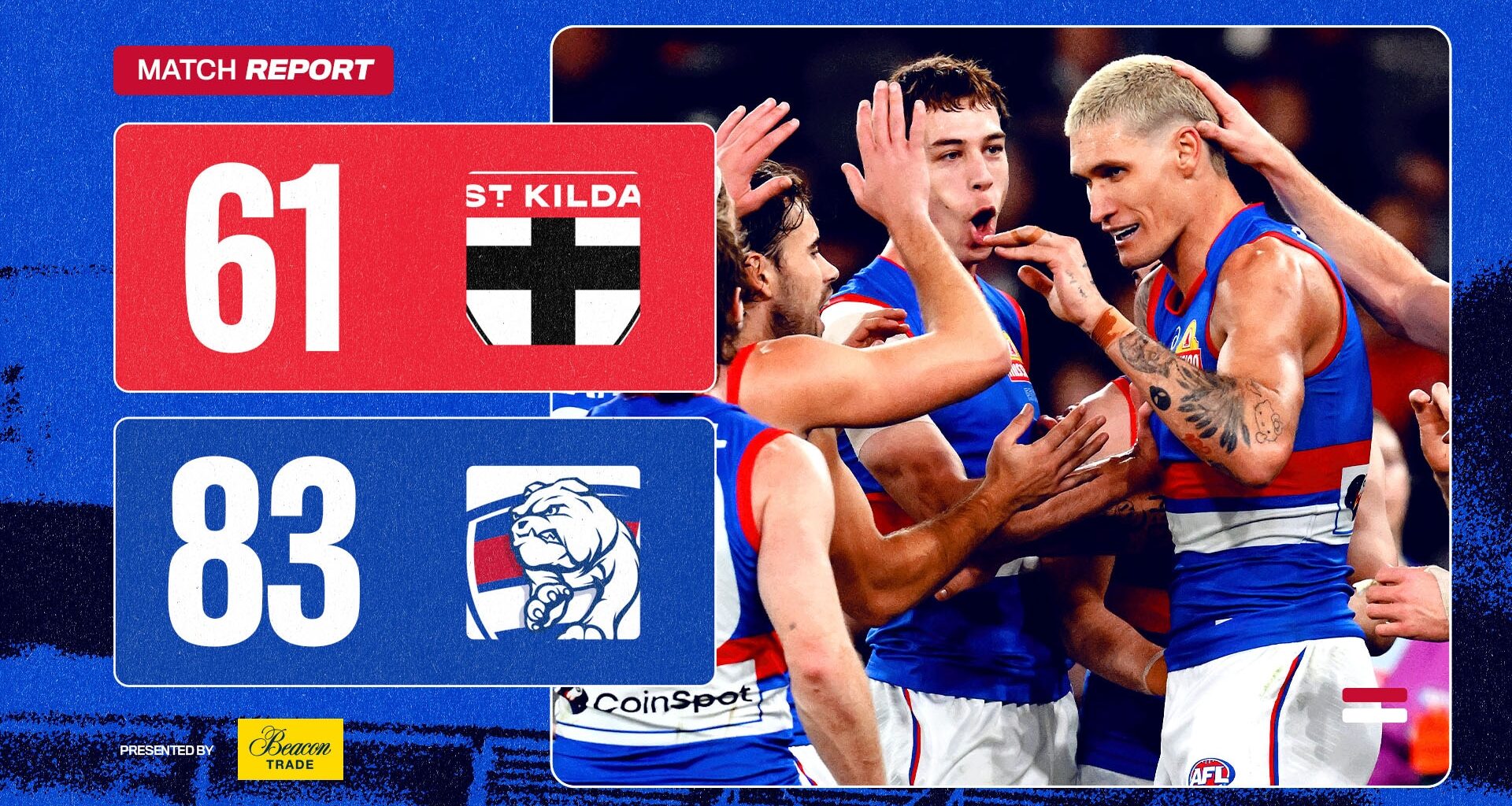 AFL Match Report: Bulldogs grind out crucial win over Saints