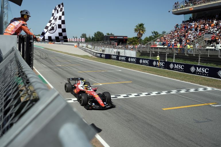 Lewis Hamilton in action.