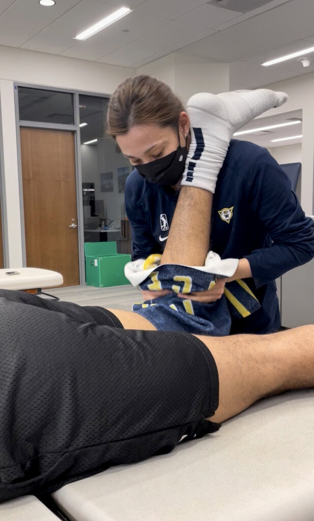 Ayami Sato works as an athletic trainer for the Fort Wayne Mad Ants.