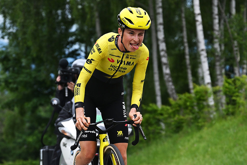 Marion Bunel of France and Team Visma | Lease a Bike competes during the 37th Giro d'Italia Women 2026, Stage 4 a 12.7km individual time trial stage from Belluno to Nevegal 1052m / #UCIWWT / on June 02, 2026 in Nevegal, Italy. (Photo by Luc Claessen/Getty Images)