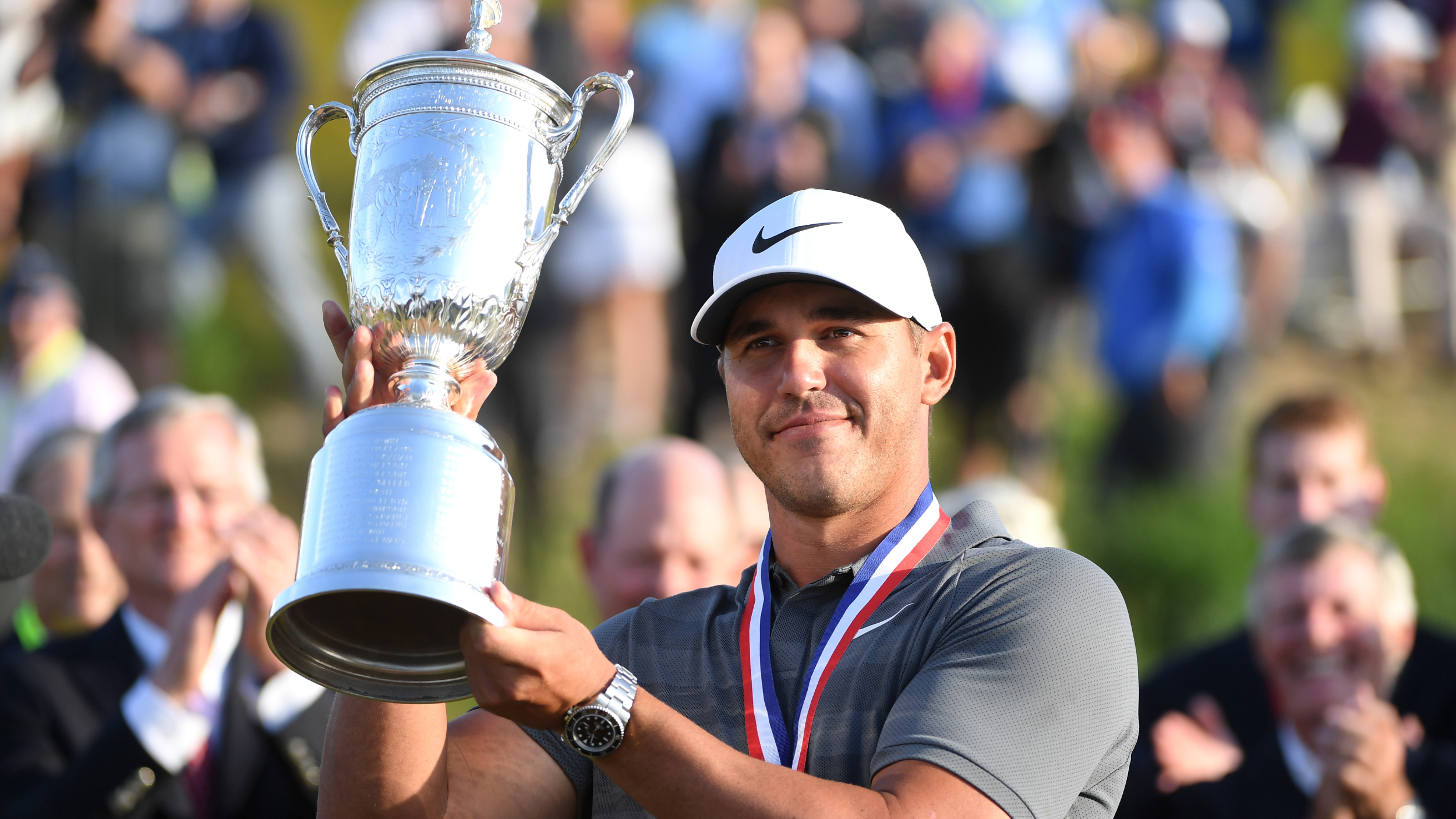 Brooks Koepka with the US Open trophy