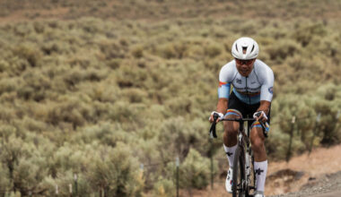Cycling West Late Spring 2026 Cover Photo: A solo rider in stage 1 of the 2025 Baker City Classic. Photo by Sean Benesh